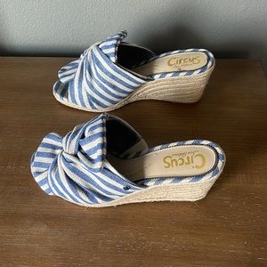 Circus, Sam Edelman, blue and white wedge slip on-size 9